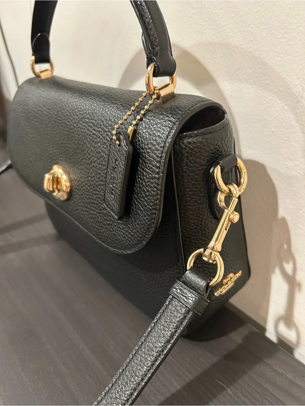 Coach Marlie Top Handle Satchel Shoulder Bag Black Leather Style #C1557